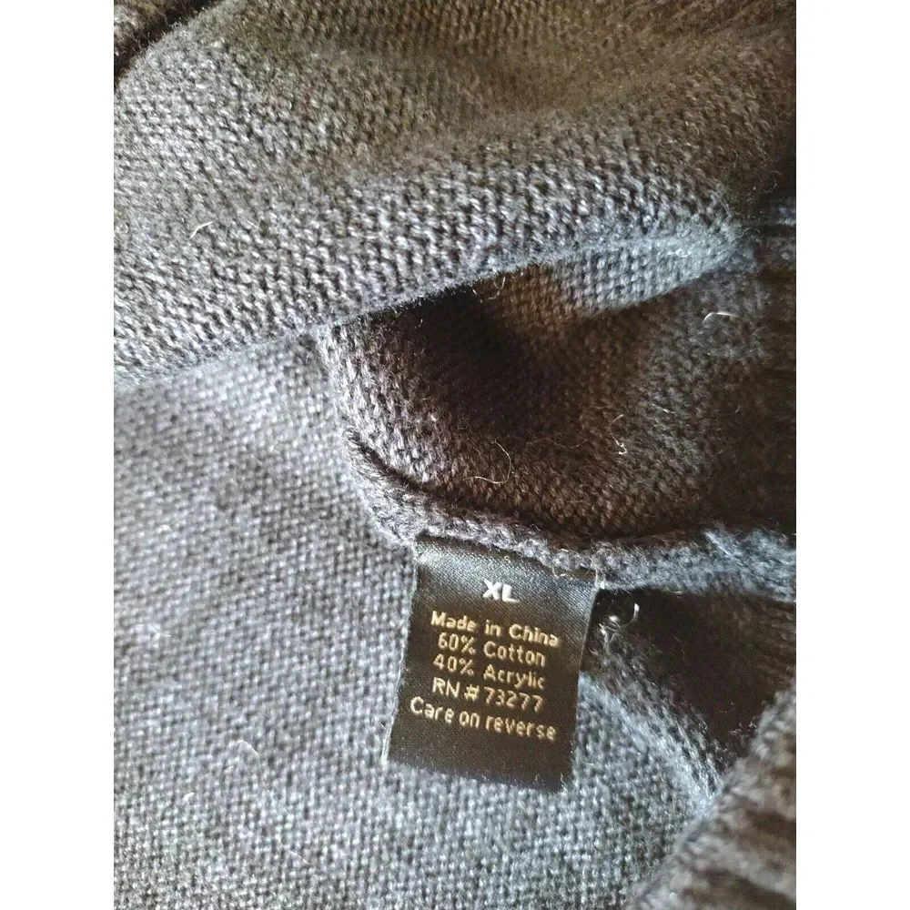 Apt.‎ 9 Sweater Men XL Charcoal Knit 1/4 Zip Cotton Blend Pockets Mock Neck EUC